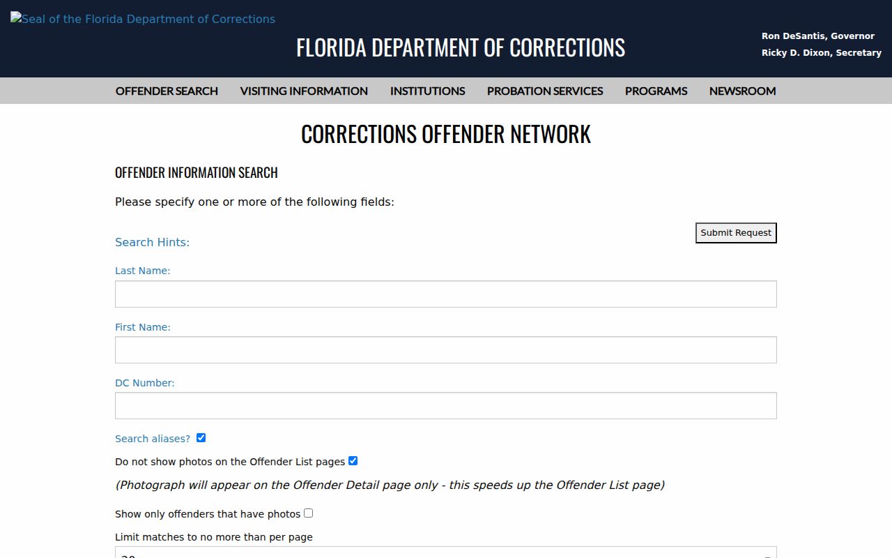 Collier County criminal history FDC offender search