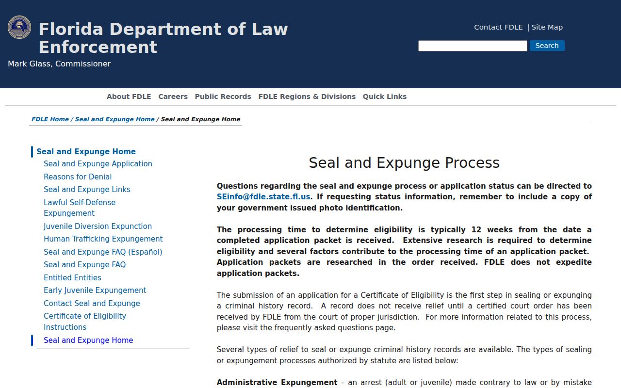 Collier County criminal record sealing and expunction