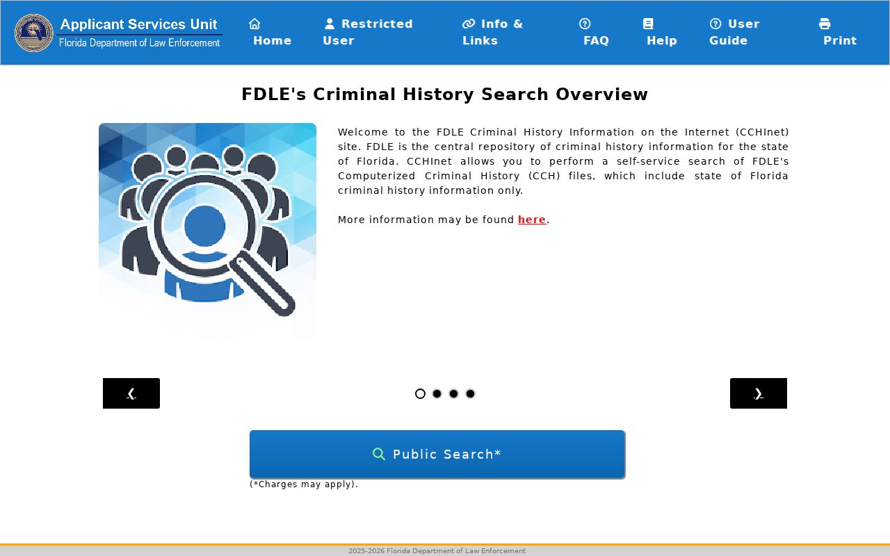 Collier County criminal record FDLE search screen