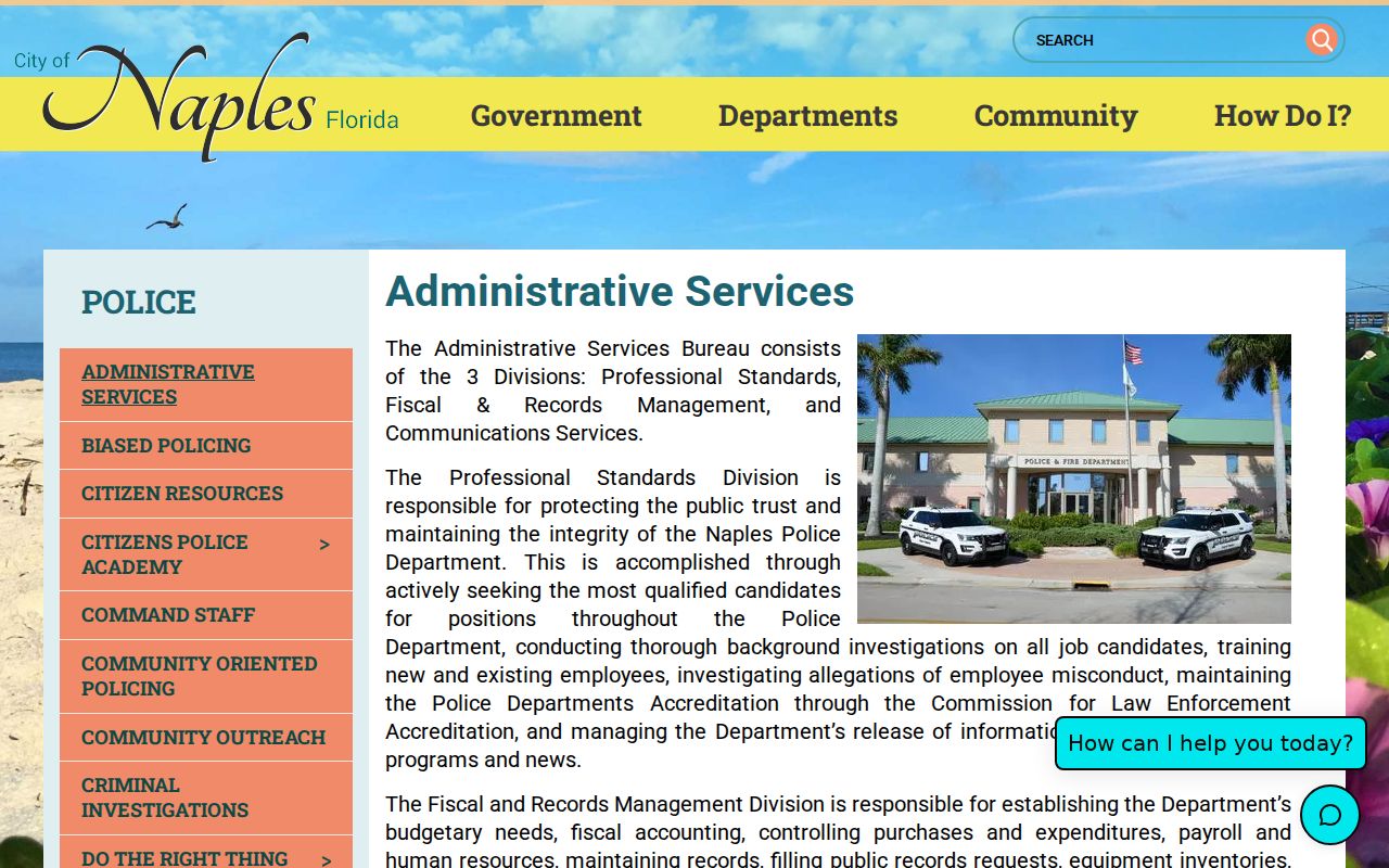Naples Police administrative services information